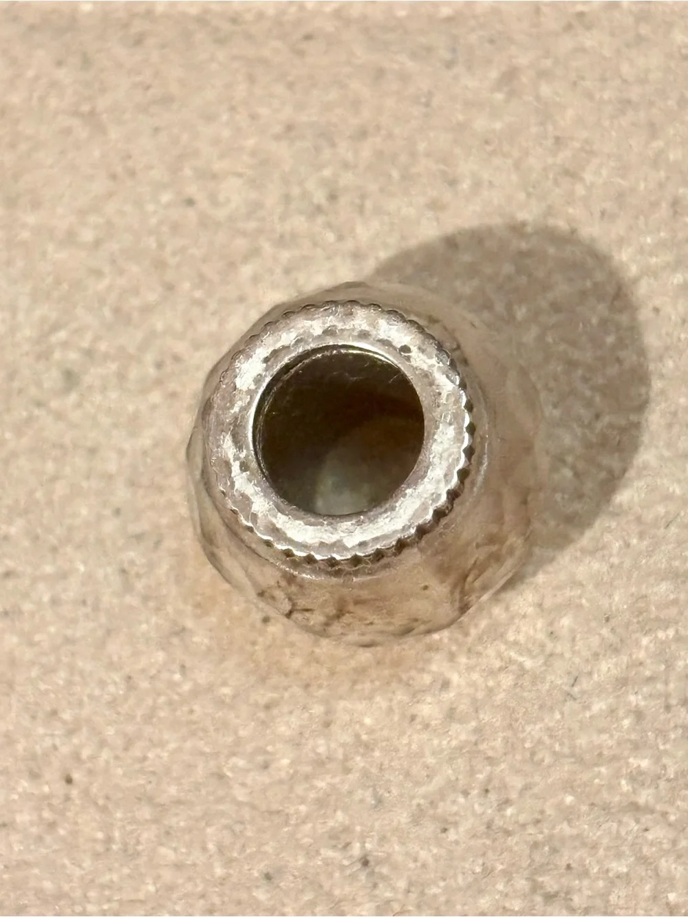 Brighton Glass bead in Marble Milky white with black swirls Silver edges Retired